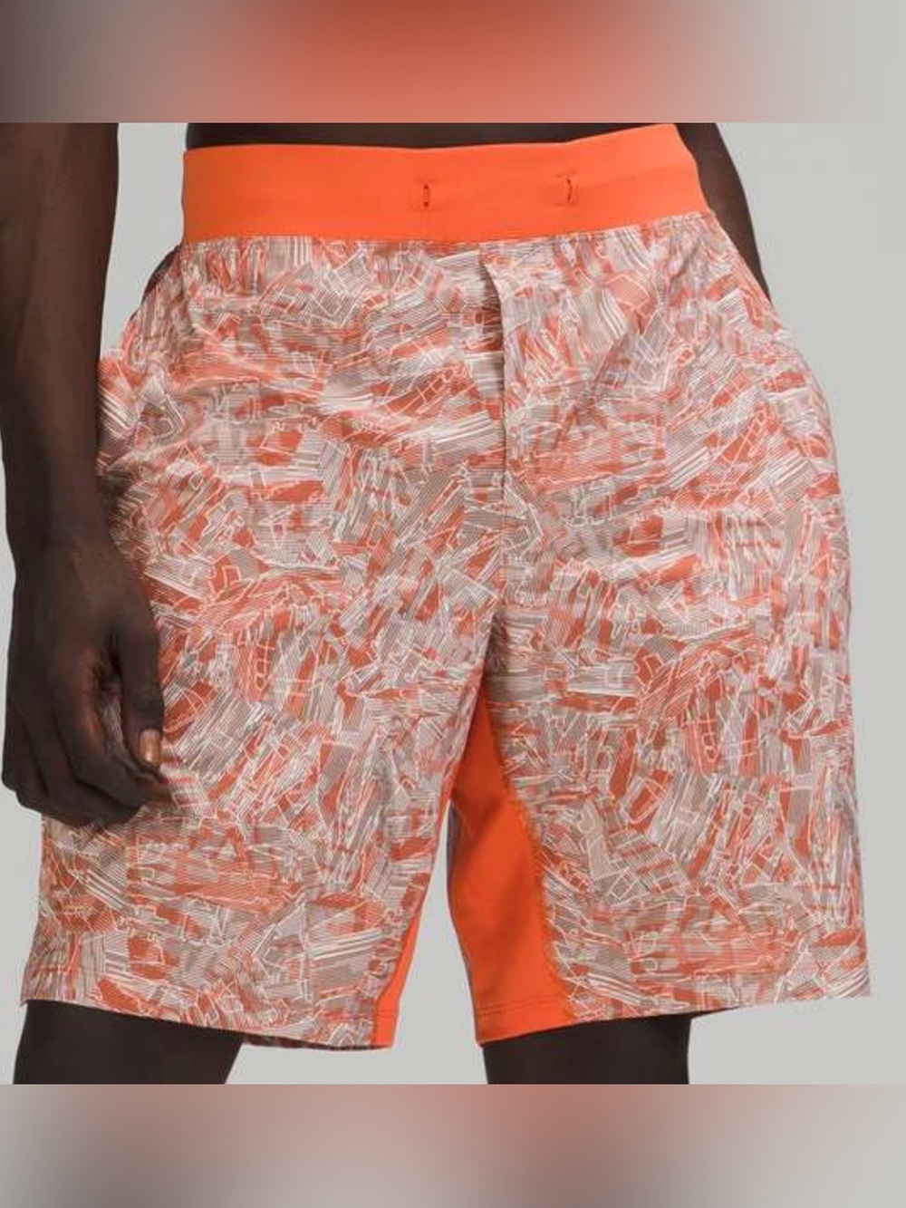 Lululemon T.H.E. Short 9" *Linerless Parallel Divide Warm Coral Multi Men Sz L
